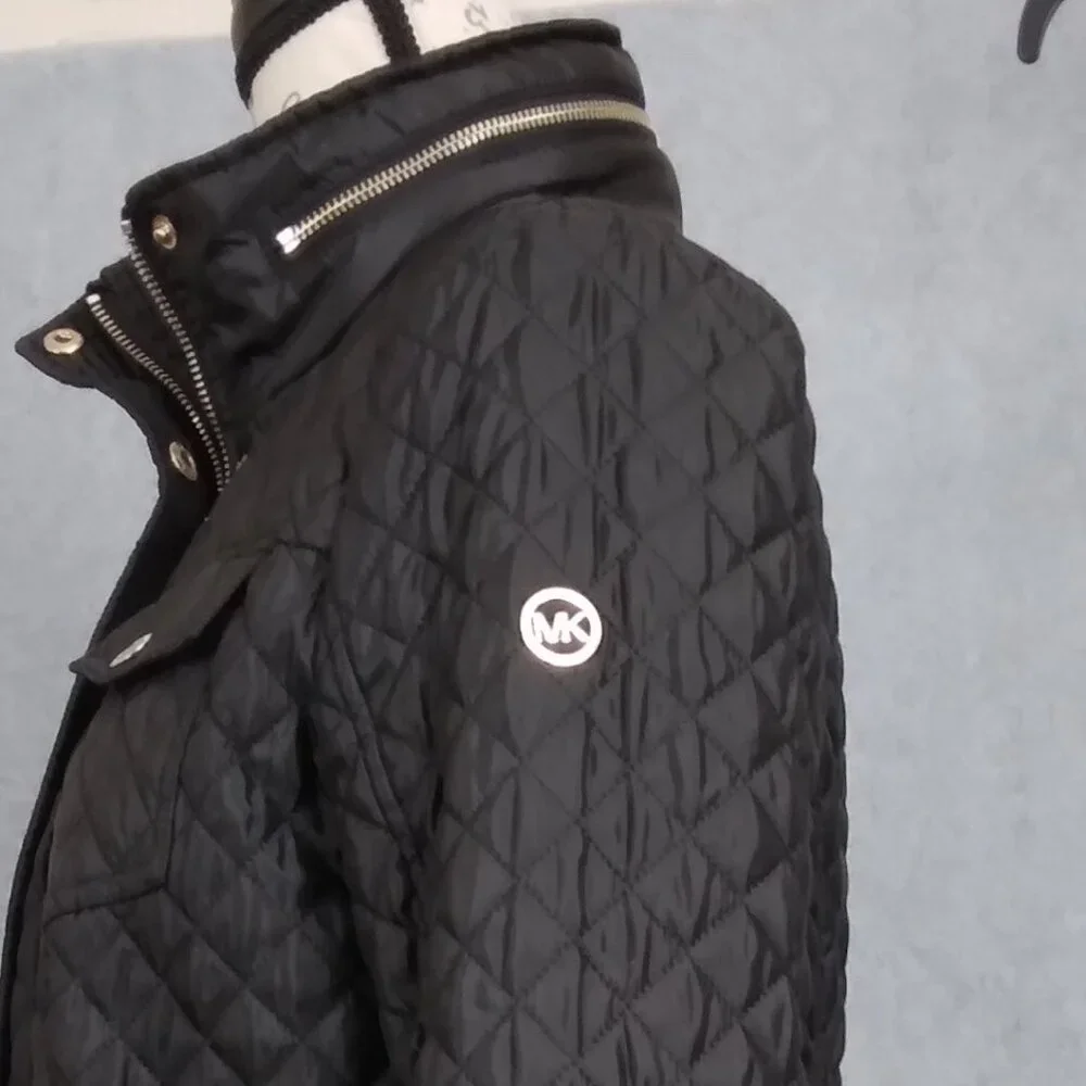 Michael Kors | Black Quilted Coat Snap/Zip | Size S - Picture 8 of 13